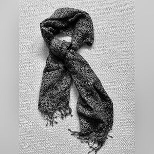 Tiara Lightweight Leopard Print Scarf | Wool + Frayed Fringe